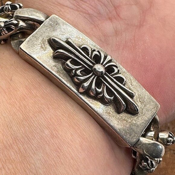 Chrome Hearts Dagger Dual I.D. Sterling Silver Unisex Bracelet Rockstar - Picture 8 of 12